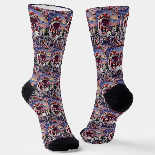 Boston Terrier Hund Valentinstag Socken (Gewinkelt)