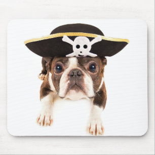 Boston Terrier Hund verkleidet als Piraten Mousepad