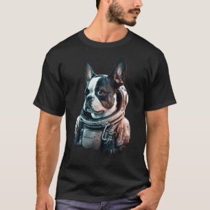 Boston Terrier Hund Weltraum Astronaut T-Shirt