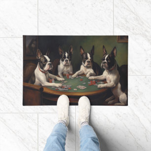 Boston Terrier Hunde spielen Poker Kunst Fußmatte