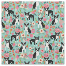 Boston Terrier Hunde Vintage Blumen