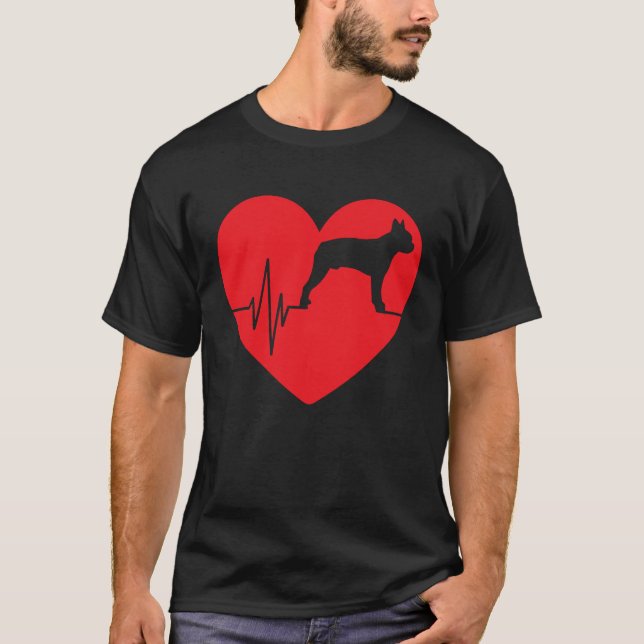 Boston Terrier Hundebesitzer Valentinstag T-Shirt (Vorderseite)
