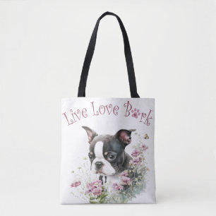 Boston Terrier Hundefrau Blumen