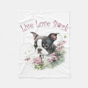 Boston Terrier Hundemutter Floral Fleecedecke