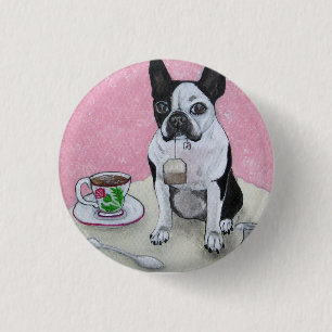 Boston-Terrier-Hundetee-Zeit-Party-Knopf Button