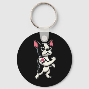 Boston Terrier I Liebe Mama Funny Dog Tattoo Schlüsselanhänger