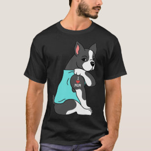 Boston Terrier I Liebe Mama Tattoo Dog Funny Mothe T-Shirt