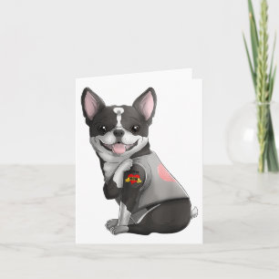 Boston Terrier I Liebe Mama Tattoo Hundeshirt Mütt Karte