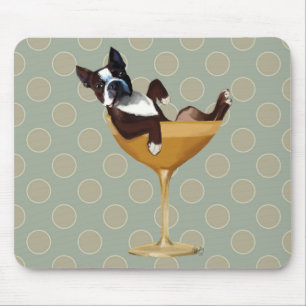 Boston Terrier im Cocktail-Glas Mousepad