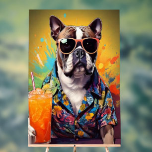 Boston Terrier im hawaiianischen Hemd Tropical Pop Acrylschild