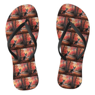 Boston Terrier im Herbst Leaves Fall Inspiriert Flip Flops