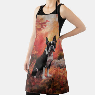 Boston Terrier im Herbst Leaves Fall Inspiriert Schürze