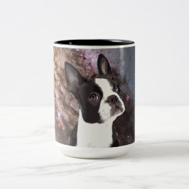 Boston Terrier im Raum Zweifarbige Tasse