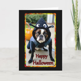 Boston Terrier in Costume Halloween Card Feiertagskarte