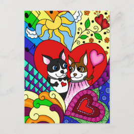 Boston Terrier in Doodle-Muster personalizable Postkarte