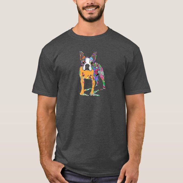 Boston Terrier in Graffiti T-Shirt (Vorderseite)