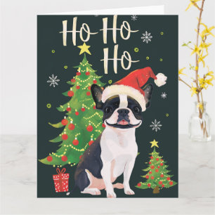 Boston Terrier in Snow Christmas Karte