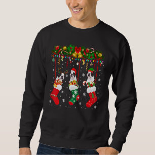 Boston Terrier in Sock Xmas Rentier Santa Elf Dog Sweatshirt