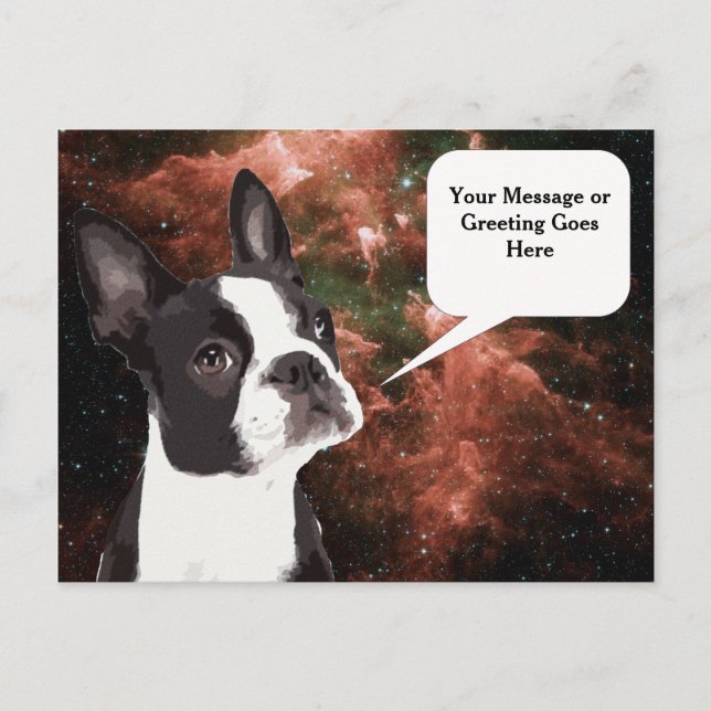 Boston Terrier in Space Postcard Postkarte (Vorderseite)