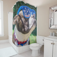 Boston Terrier in Sunnies Patriotic Duschvorhang