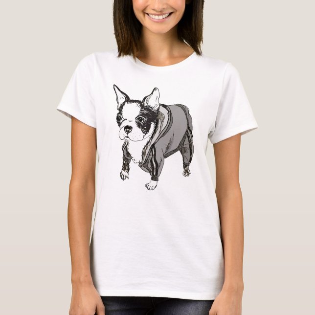 Boston Terrier in Sweatpants T-Shirt (Vorderseite)