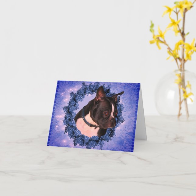 Boston Terrier individuell anpassbare Note Card Karte (Gelbe Blume)