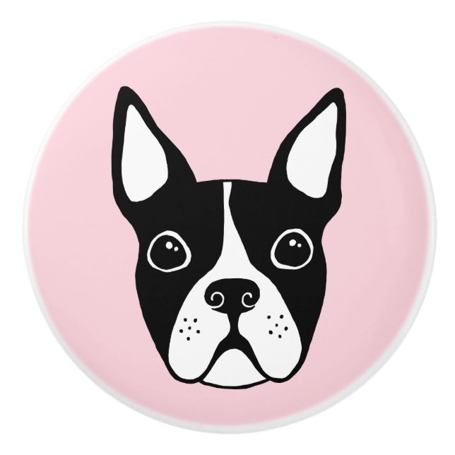 Boston-Terrier irgendein Farbhintergrund Keramikknauf (Vorderseite)