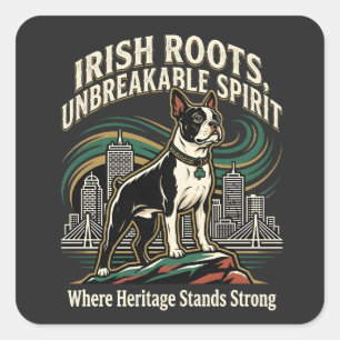 Boston Terrier Irisches Erbe Stolz Quadratischer Aufkleber