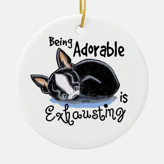 Boston Terrier ist bezaubernd Keramikornament (Vorne)