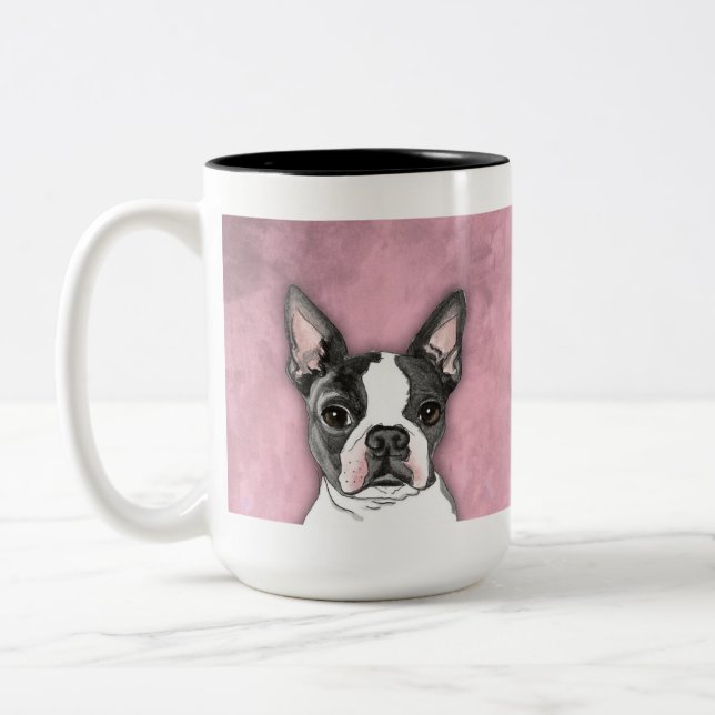 Boston-Terrier-Kaffee-Tassen-niedlicher Zweifarbige Tasse (Links)