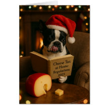 Boston Terrier 'Käse-Steuer' Weihnachtskarte
