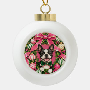 Boston Terrier Keramik Kugel-Ornament