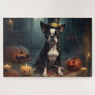 Boston Terrier Kürbisse Halloween Gruselig Puzzle