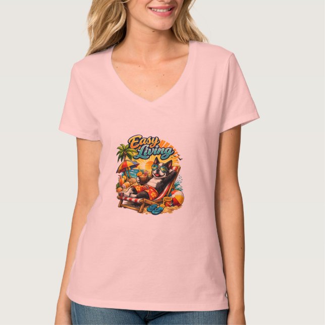 Boston Terrier Leben Einfaches Leben T-Shirt (Vorderseite)