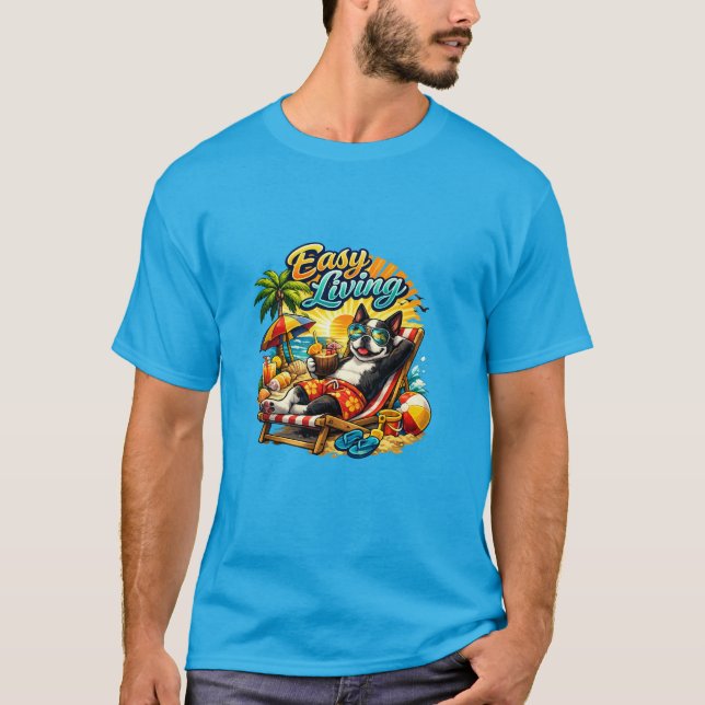 Boston Terrier Leben Einfaches Leben T-Shirt (Vorderseite)