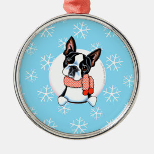 Boston Terrier Let it Snow Silbernes Ornament