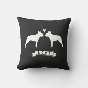 Boston Terrier Liebe - Hunde-Silhouetten mit Herz Kissen