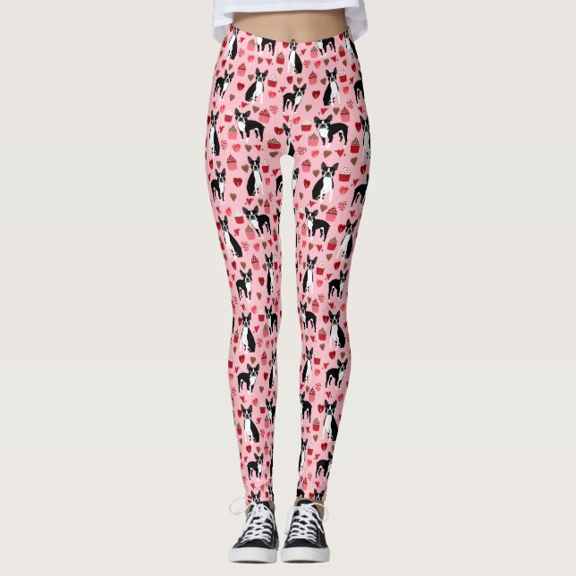 Boston Terrier Liebe - niedliche Valentine Legging Leggings (Vorderseite)