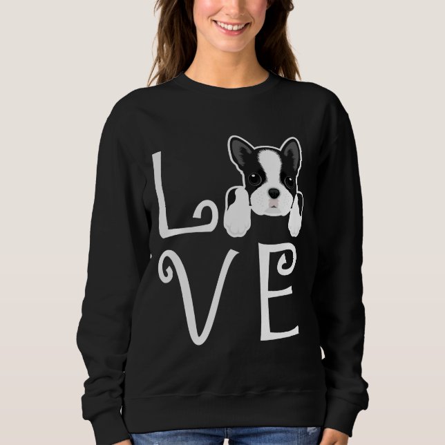 Boston Terrier Liebe Relaxen Fit Sweatshirt (Vorderseite)