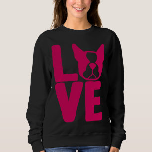 Boston Terrier Liebe Square in Rosa Entspannte Lag Sweatshirt