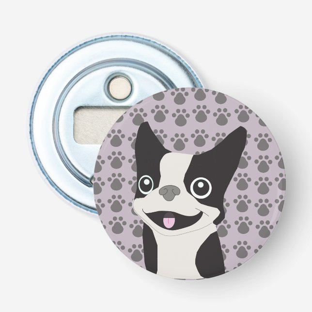 Boston Terrier, Lila Flieder Flaschenöffner (Vorderseite)