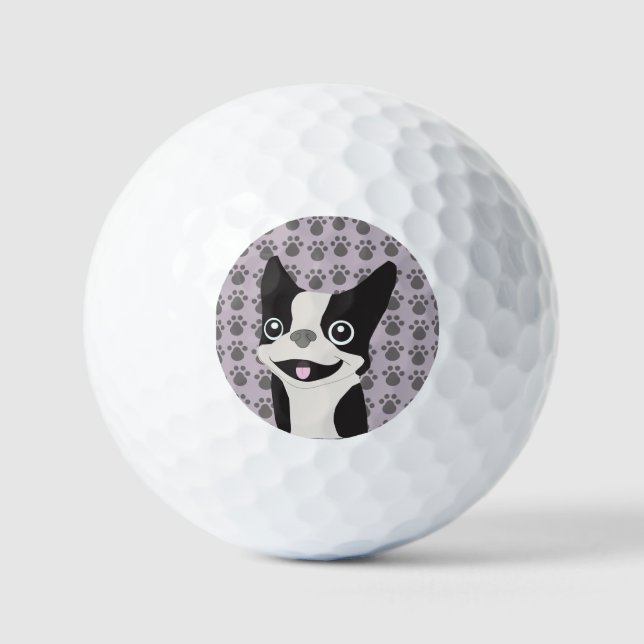 Boston Terrier, Lila Flieder Golfball (Vorderseite)