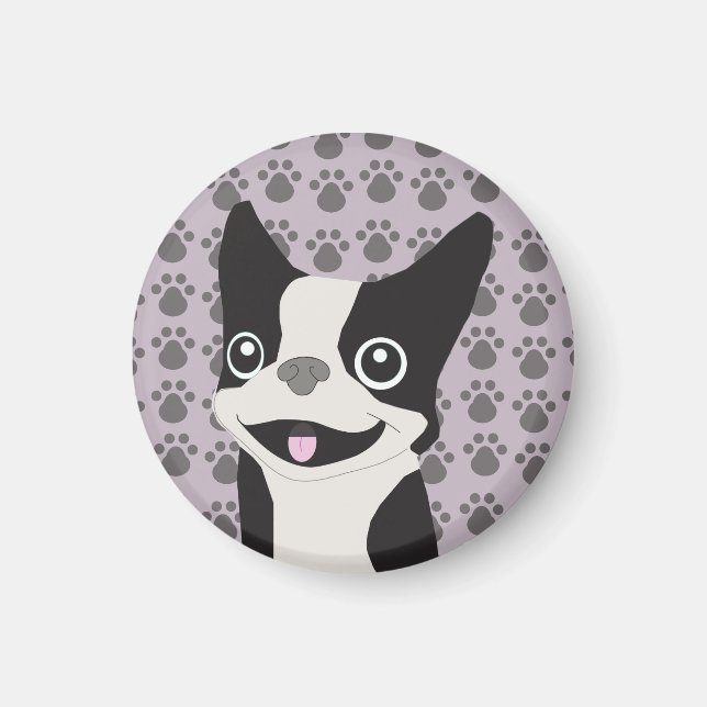 Boston Terrier, Lila Flieder Magnet (Vorne)