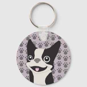 Boston Terrier, Lila Flieder Schlüsselanhänger