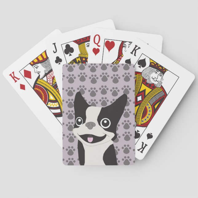 Boston Terrier, Lila Flieder Spielkarten (Rückseite)