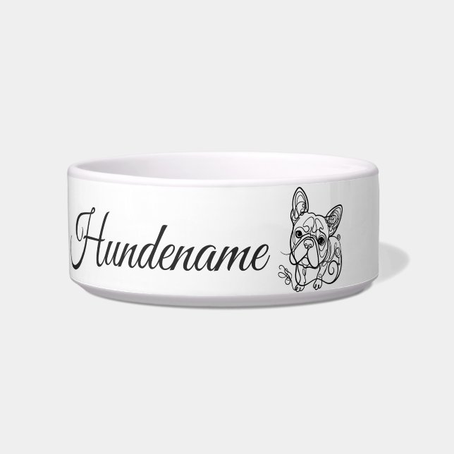 Boston Terrier Line Art personalized bowl Napf (Vorderseite)