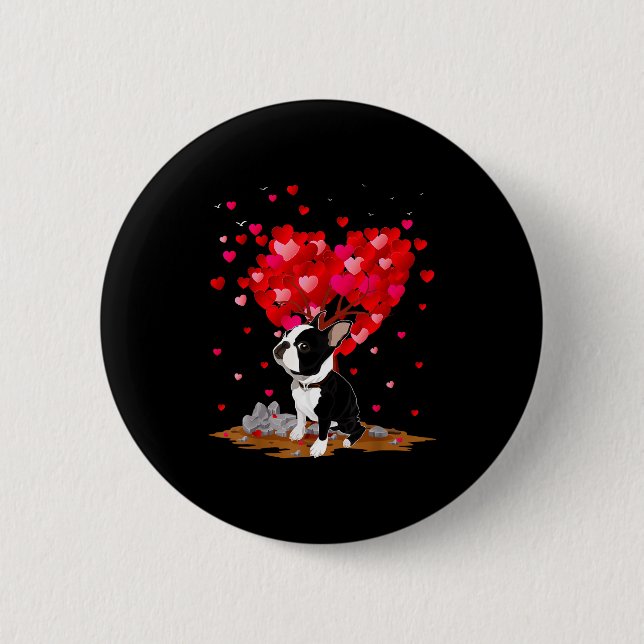Boston Terrier Lover Heart Shape Boston Terrier Va Button (Vorderseite)