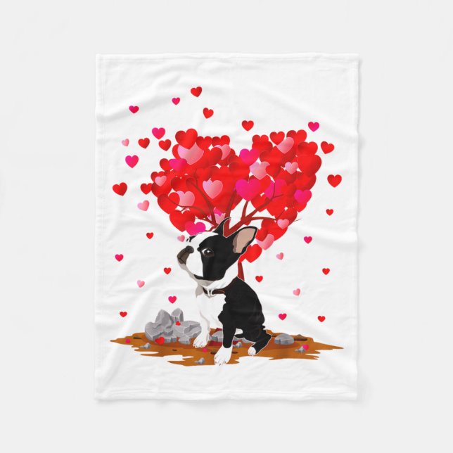 Boston Terrier Lover Heart Shape Boston Terrier Va Fleecedecke (Vorderseite)