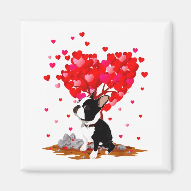 Boston Terrier Lover Heart Shape Boston Terrier Va Magnet (Vorne)