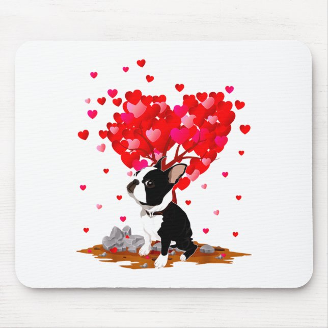 Boston Terrier Lover Heart Shape Boston Terrier Va Mousepad (Vorne)